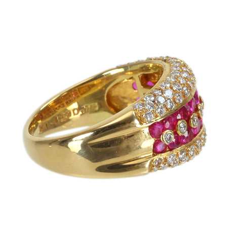 【中古】K18YG RUBYルビーリング R1.43ct D0.75ct 7.4g #11.5