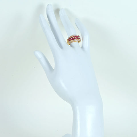 【中古】K18YG RUBYルビーリング R1.43ct D0.75ct 7.4g #11.5