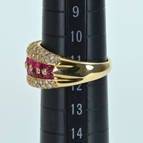 【中古】K18YG RUBYルビーリング R1.43ct D0.75ct 7.4g #11.5
