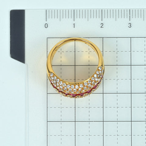 【中古】K18YG RUBYルビーリング R1.43ct D0.75ct 7.4g #11.5