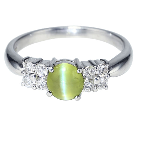 【中古】PT900 CATS EYE RING クリソベリルキャッツアイリング CE1.10ct D0.31ct 5.2g #14