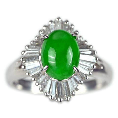 【中古】PT900 JADEITE ヒスイリング J1.95ct D0.67ct GRJソーティング付き 5.7g #10