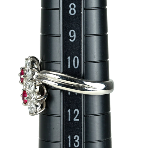 【中古】PT900 RUBY ルビーリング R0.20ct D0.86ct 6.7g #11