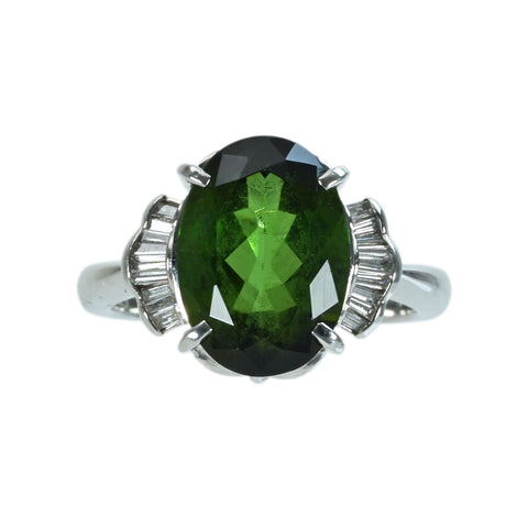 【中古】PT900 TOURMALINEトグリーントルマリンリング GT5.72ct D0.23ct 8.5g #15.5