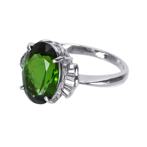 【中古】PT900 TOURMALINEトグリーントルマリンリング GT5.72ct D0.23ct 8.5g #15.5