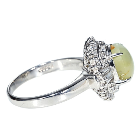 【中古】PT900 CAT'S EYE RING クリソベリルキャッツアイリング CE3.88ct D0.71ct 8.7g #16