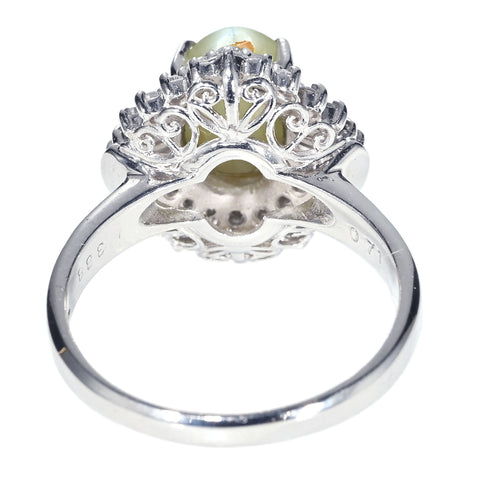 【中古】PT900 CAT'S EYE RING クリソベリルキャッツアイリング CE3.88ct D0.71ct 8.7g #16