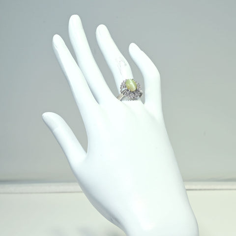 【中古】PT900 CAT'S EYE RING クリソベリルキャッツアイリング CE3.88ct D0.71ct 8.7g #16