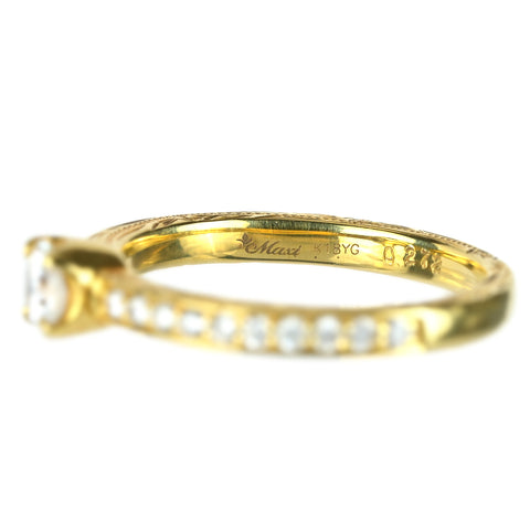 【中古】MAXI マキシ K18YGダイヤモンドリング D0.272ct D0.20ct #10 2.6g
