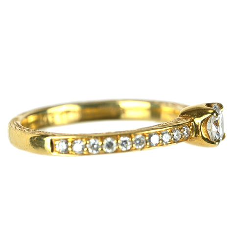 【中古】MAXI マキシ K18YGダイヤモンドリング D0.272ct D0.20ct #10 2.6g