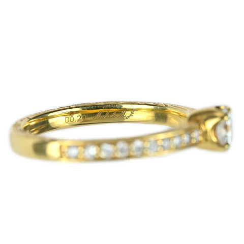 【中古】MAXI マキシ K18YGダイヤモンドリング D0.272ct D0.20ct #10 2.6g