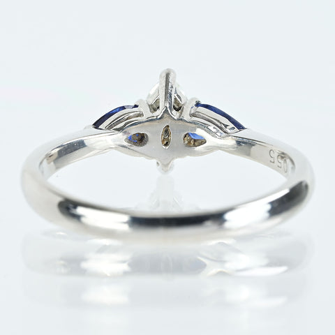 【中古】PT900 DIAMONDダイヤモンド・サファイアリングD0.26ct S0.55ct 3.9g #11