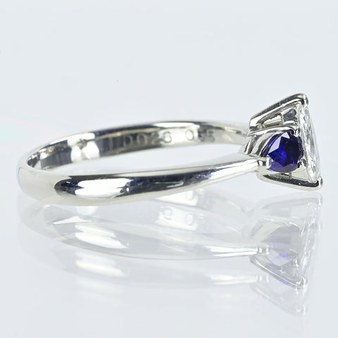 【中古】PT900 DIAMONDダイヤモンド・サファイアリングD0.26ct S0.55ct 3.9g #11