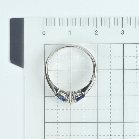 【中古】PT900 DIAMONDダイヤモンド・サファイアリングD0.26ct S0.55ct 3.9g #11