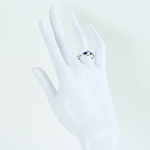 【中古】PT900 DIAMONDダイヤモンド・サファイアリングD0.26ct S0.55ct 3.9g #11