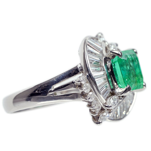 【中古】PT900 EMERALD エメラルドリング E2.02ct D1.69ct 10g
