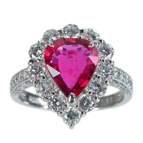 Pre-owned PT900 No Heat Ruby Ring, 2.33ct diameter, 1.60ct diameter, GIA certificate, 6.6g, #13 