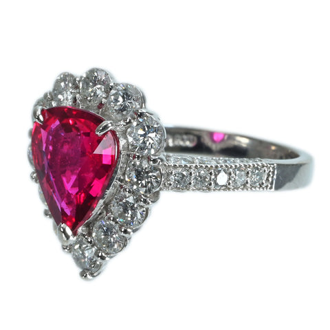 Pre-owned PT900 No Heat Ruby Ring, 2.33ct diameter, 1.60ct diameter, GIA certificate, 6.6g, #13 