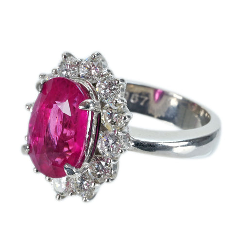 [Used] PT900 RUBY RING Ruby ring R4.967ct D1.39ct CGL differentiation book 10.4g #9 