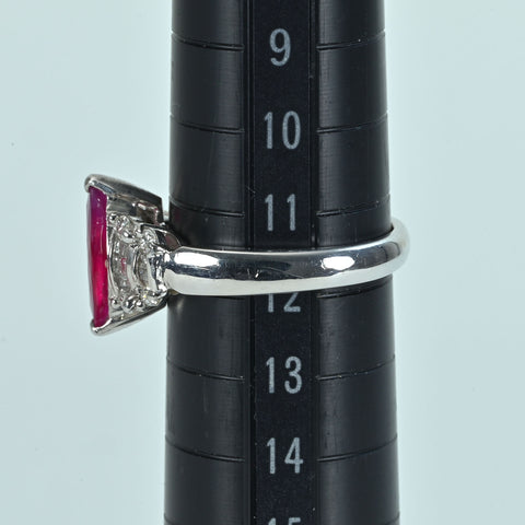 【中古】PT900 RUBYルビーリング R1.18ct D0.41ct 7.2g #12