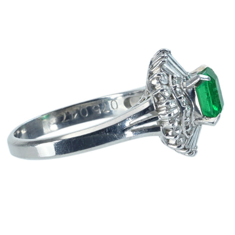 [Used] PT900 Emerald Ring Emerald 0.75ct D0.47ct 4.8g #9 