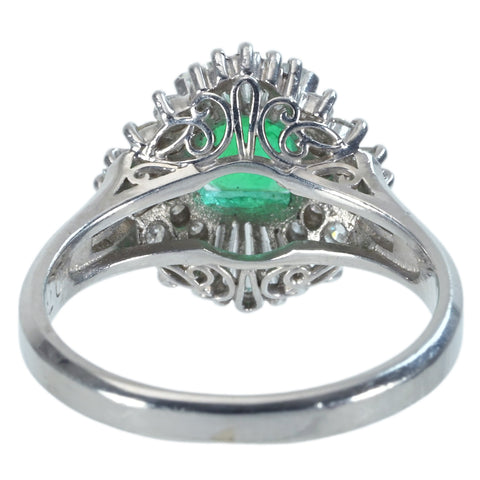 [Used] PT900 Emerald Ring Emerald 0.75ct D0.47ct 4.8g #9 