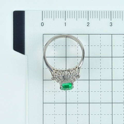 [Used] PT900 Emerald Ring Emerald 0.75ct D0.47ct 4.8g #9 