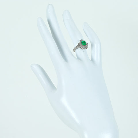 [Used] PT900 Emerald Ring Emerald 0.75ct D0.47ct 4.8g #9 