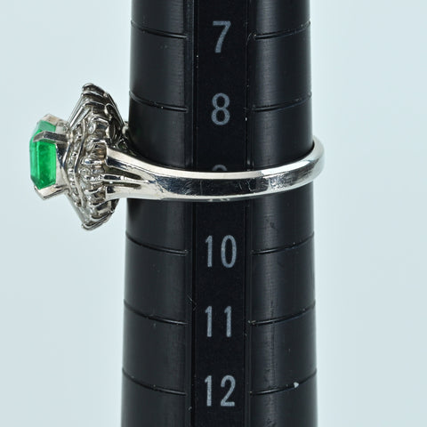 [Used] PT900 Emerald Ring Emerald 0.75ct D0.47ct 4.8g #9 