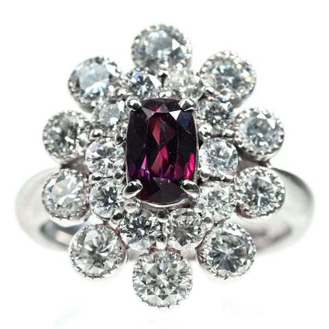 【中古】リング PT900 ALEXANDRITE アレキサンドライト リング A1.04ct D2.06ct 9.4g