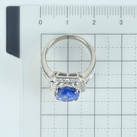 【中古】PT900 SAPPHIRE RING スリランカ産サファイアリング S5.398ct D0.65ct GRS何晏別書 12.1g #11　