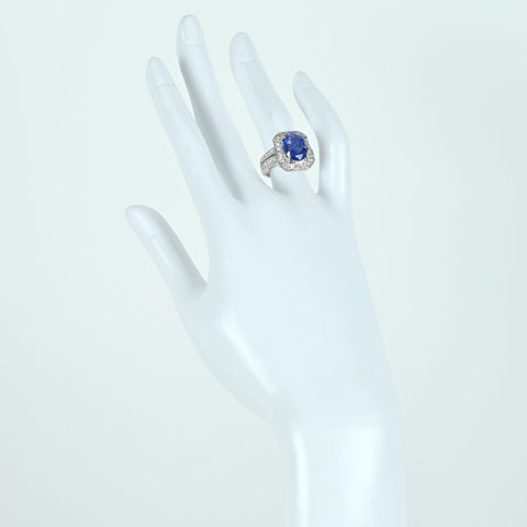 【中古】PT900 SAPPHIRE RING スリランカ産サファイアリング S5.398ct D0.65ct GRS何晏別書 12.1g #11　