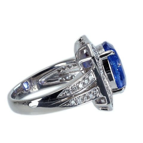 【中古】PT900 SAPPHIRE RING スリランカ産サファイアリング S5.398ct D0.65ct GRS何晏別書 12.1g #11　