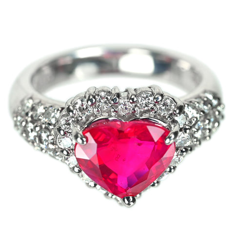 【中古】PT900 RUBY ルビーリング R2.525ct D0.72ct #9 7.9g 中央宝石研究所ソーティング付き