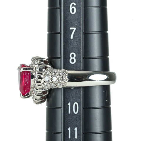 【中古】PT900 RUBY ルビーリング R2.525ct D0.72ct #9 7.9g 中央宝石研究所ソーティング付き