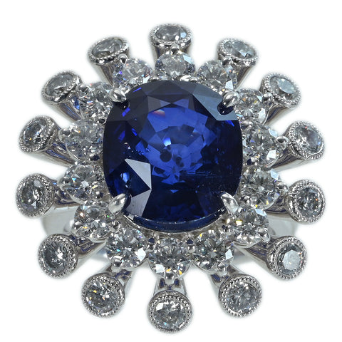 【中古】PT900 SAPPHIREスリランカ産サファイアリング S10.07ct D3.26ct GRSロイヤルブルー鑑別書 21.5g #12.5