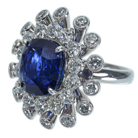 【中古】PT900 SAPPHIREスリランカ産サファイアリング S10.07ct D3.26ct GRSロイヤルブルー鑑別書 21.5g #12.5
