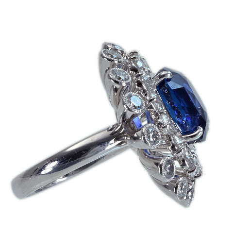 【中古】PT900 SAPPHIREスリランカ産サファイアリング S10.07ct D3.26ct GRSロイヤルブルー鑑別書 21.5g #12.5
