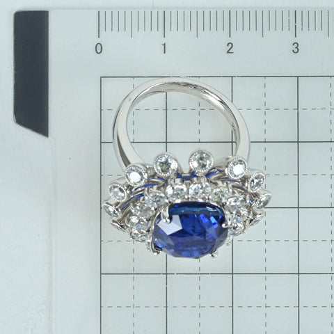 【中古】PT900 SAPPHIREスリランカ産サファイアリング S10.07ct D3.26ct GRSロイヤルブルー鑑別書 21.5g #12.5