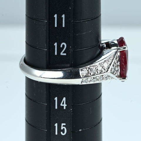 【中古】PT900 RUBY RING ルビーリング R3.03ct D0.34ct GRSヴィヴィッドレッド鑑別書 7.0g # 13