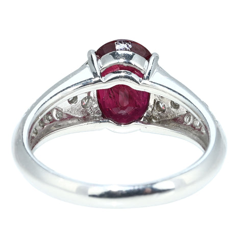 【中古】PT900 RUBY RING ルビーリング R3.03ct D0.34ct GRSヴィヴィッドレッド鑑別書 7.0g # 13