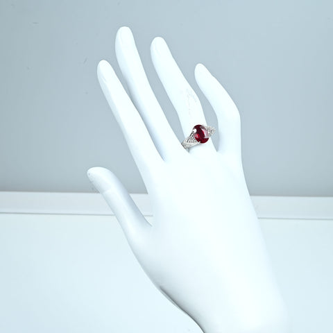 【中古】PT900 RUBY RING ルビーリング R3.03ct D0.34ct GRSヴィヴィッドレッド鑑別書 7.0g # 13