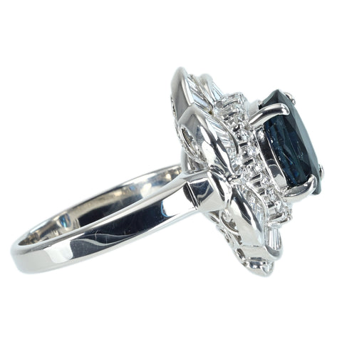 【中古】PT900 SAPPHIREサファイアリング S4.19ct D1.00ct CGLソーティング 15.5g #13.5