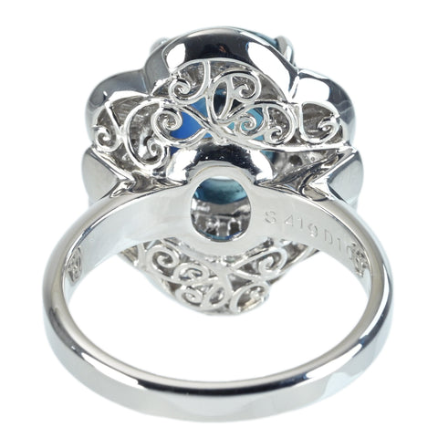 【中古】PT900 SAPPHIREサファイアリング S4.19ct D1.00ct CGLソーティング 15.5g #13.5