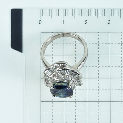 【中古】PT900 SAPPHIREサファイアリング S4.19ct D1.00ct CGLソーティング 15.5g #13.5