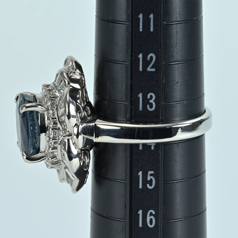 【中古】PT900 SAPPHIREサファイアリング S4.19ct D1.00ct CGLソーティング 15.5g #13.5