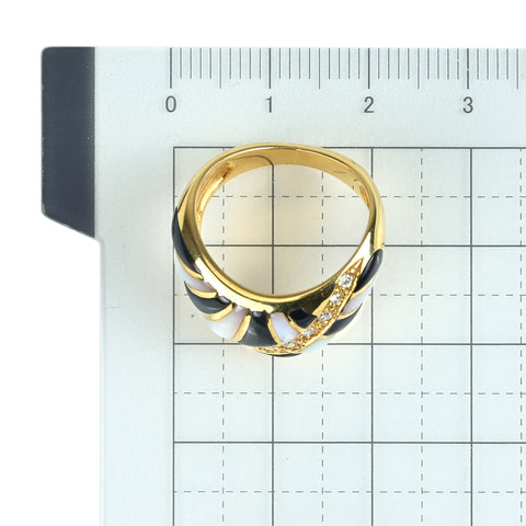 【中古】KABANA カバナK18YG シェル/オニキス ダイヤモンドリング #12.5 8g