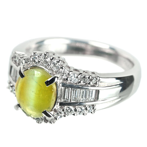 【中古】PT900 CATS EYE キャッツアイ リング CE1.49ct D0.52ct 7.7g #11