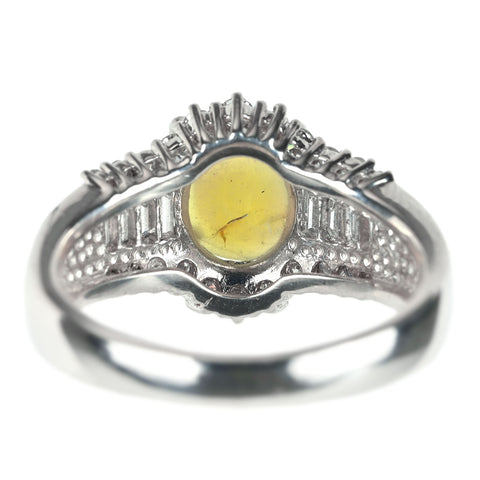【中古】PT900 CATS EYE キャッツアイ リング CE1.49ct D0.52ct 7.7g #11