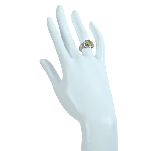 【中古】PT900 CATS EYE キャッツアイ リング CE1.49ct D0.52ct 7.7g #11